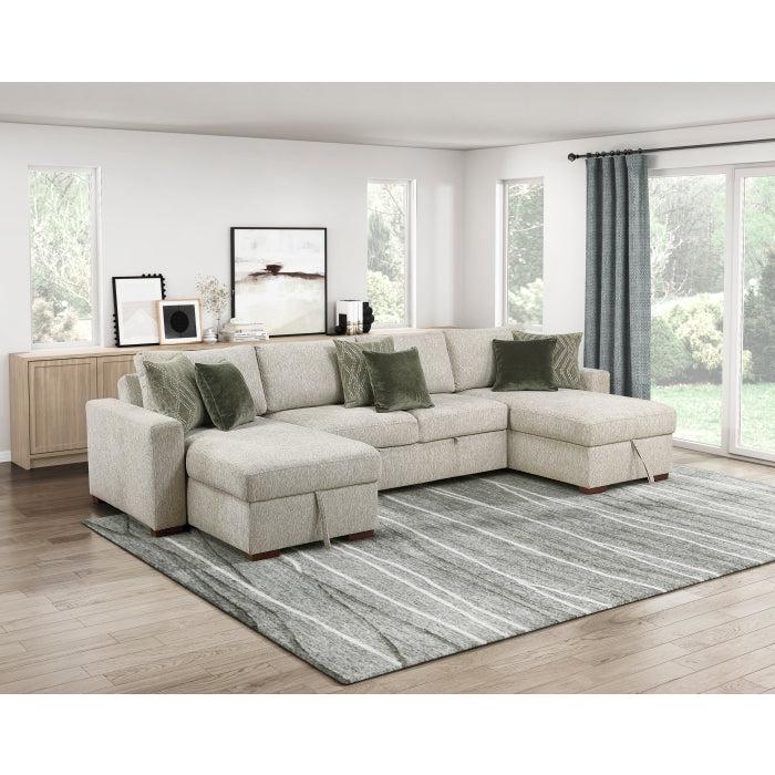 8548*42VC2ACLA (4)3-Piece Sectional with Reversible Chaises, Pull-out Bed and Hidden Storage, Click Motion Back - 8548*42VC2ACLA