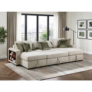 8548*4VC15ACLA2 (4)3-Piece Sectional with Two Reversible Chaises, Pull-out Bed, Hidden Storage, Click Motion Back and Two Arms with Shelves and Charging Ports - 8548*4VC15ACLA2