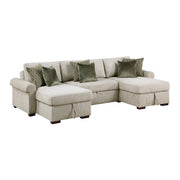8548*4VC15ACLA4 (4)3-Piece Sectional with Two Reversible Chaises, Pull-out Bed, Hidden Storage, Click Motion Back and Two Roll Arms - 8548*4VC15ACLA4