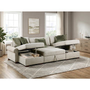 8548*4VC15ACLA4 (4)3-Piece Sectional with Two Reversible Chaises, Pull-out Bed, Hidden Storage, Click Motion Back and Two Roll Arms - 8548*4VC15ACLA4