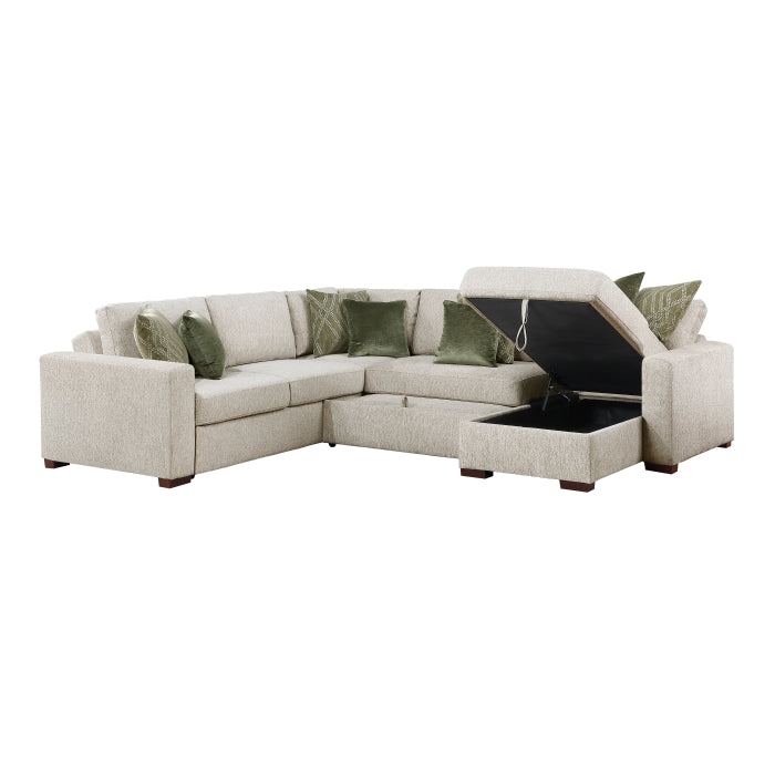 8548*5SC15ACLA (5)4-Piece Sectional with Reversible Chaise, Pull-out Bed, Hidden Storage and Click Motion Back - 8548*5SC15ACLA