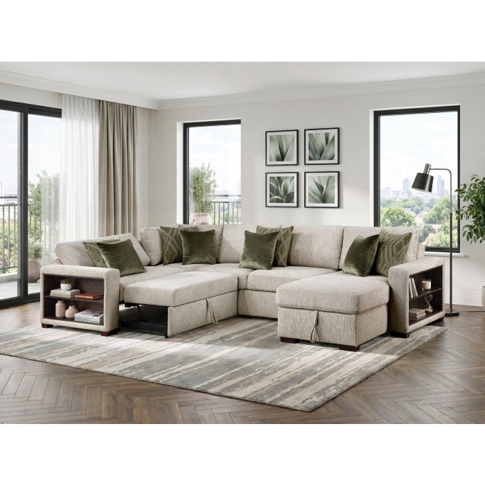 8548*5SC15ACLA2 (5)4-Piece Sectional with Reversible Chaise, Pull-out Bed, Hidden Storage and Click Motion Back - 8548*5SC15ACLA2