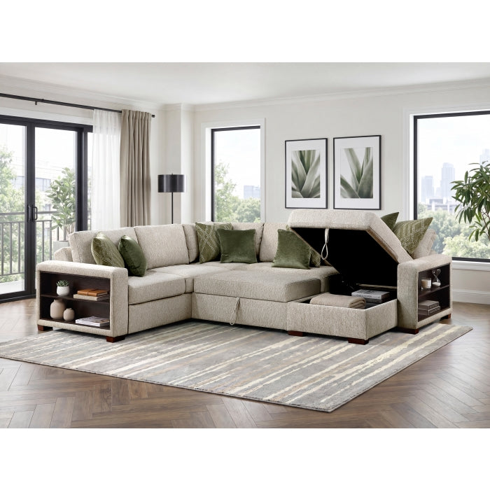 8548*5SC15ACLA2 (5)4-Piece Sectional with Reversible Chaise, Pull-out Bed, Hidden Storage and Click Motion Back - 8548*5SC15ACLA2