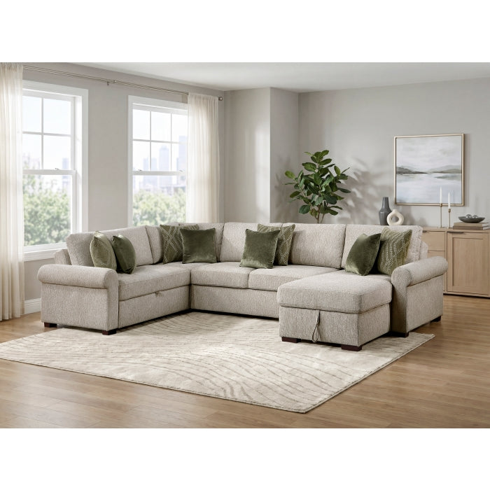 8548*5SC15ACLA4 (5)4-Piece Sectional with Reversible Chaise, Pull-out Bed, Hidden Storage and Click Motion Back - 8548*5SC15ACLA4