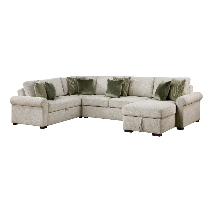 8548*5SC15ACLA4 (5)4-Piece Sectional with Reversible Chaise, Pull-out Bed, Hidden Storage and Click Motion Back - 8548*5SC15ACLA4