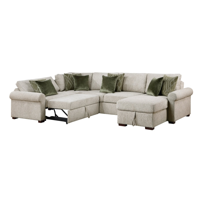 8548*5SC15ACLA4 (5)4-Piece Sectional with Reversible Chaise, Pull-out Bed, Hidden Storage and Click Motion Back - 8548*5SC15ACLA4