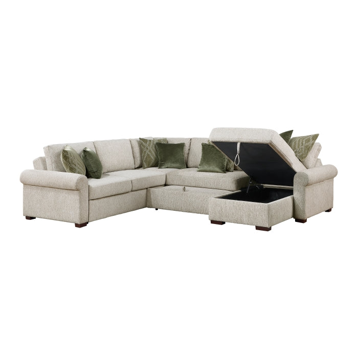 8548*5SC15ACLA4 (5)4-Piece Sectional with Reversible Chaise, Pull-out Bed, Hidden Storage and Click Motion Back - 8548*5SC15ACLA4