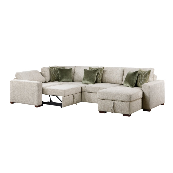 8548*5SCACCLA (5)4-Piece Sectional with Reversible Chaise, Pull-out Bed, Hidden Storage and Click Motion Back - 8548*5SCACCLA