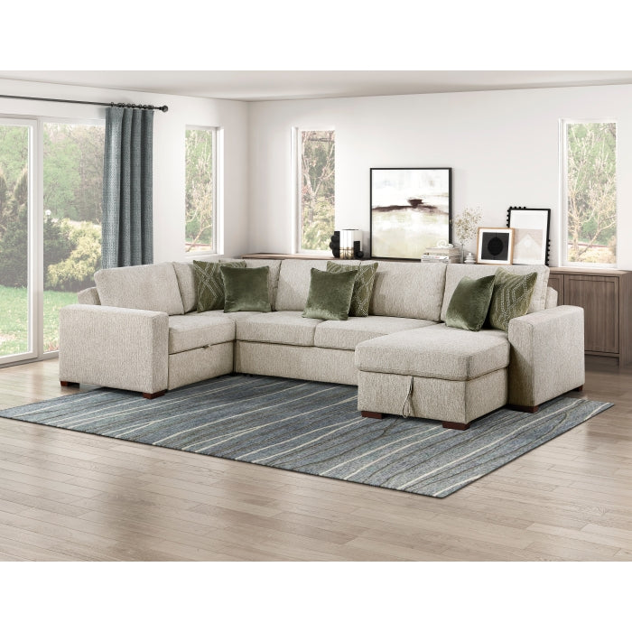 8548*5SCACCLA (5)4-Piece Sectional with Reversible Chaise, Pull-out Bed, Hidden Storage and Click Motion Back - 8548*5SCACCLA
