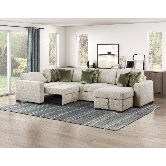 8548*5SCACCLA (5)4-Piece Sectional with Reversible Chaise, Pull-out Bed, Hidden Storage and Click Motion Back - 8548*5SCACCLA