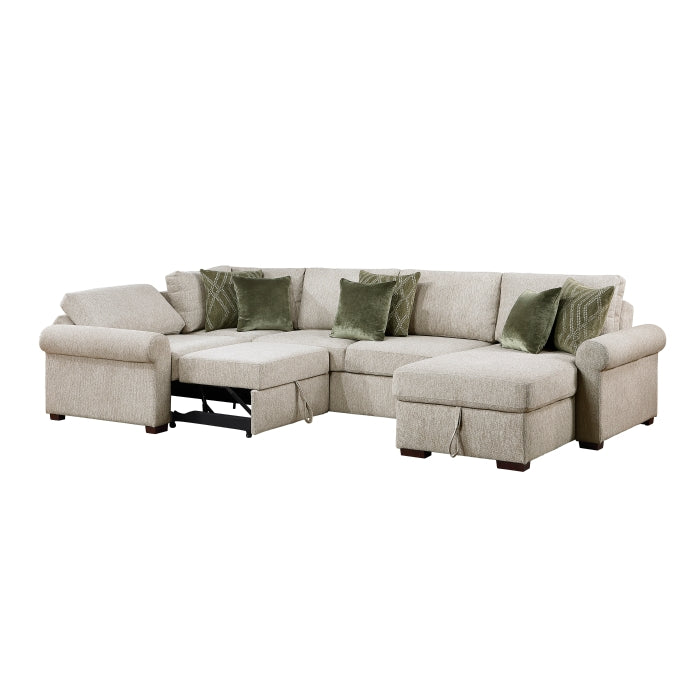 8548*5SCACCLA4 (5)4-Piece Sectional with Reversible Chaise, Pull-out Bed, Hidden Storage and Click Motion Back - 8548*5SCACCLA4