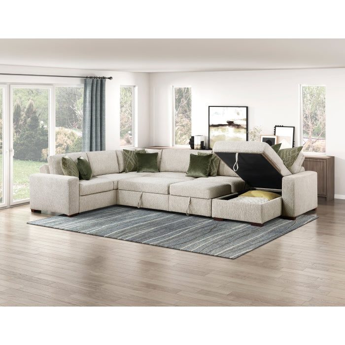 8548*6SC15ACLA (6)5-Piece Sectional with Reversible Chaise, Pull-out Bed, Hidden Storage and Click Motion Back - 8548*6SC15ACLA