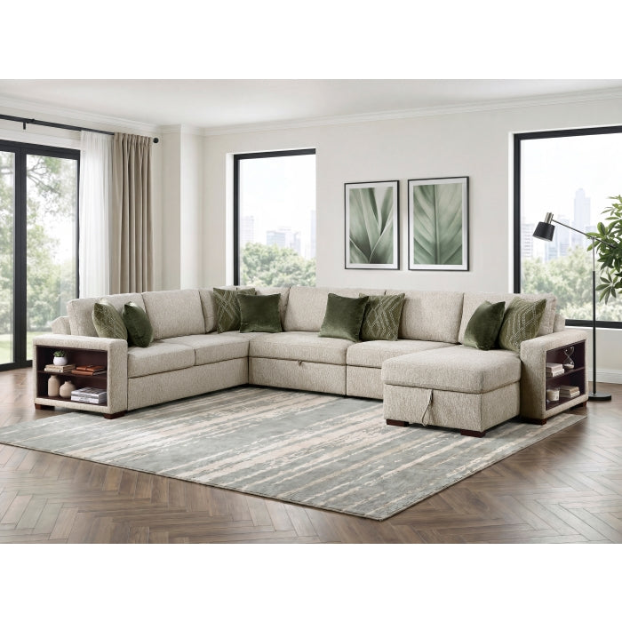 8548*6SC15ACLA2 (6)5-Piece Sectional with Reversible Chaise, Pull-out Bed, Hidden Storage and Click Motion Back - 8548*6SC15ACLA2
