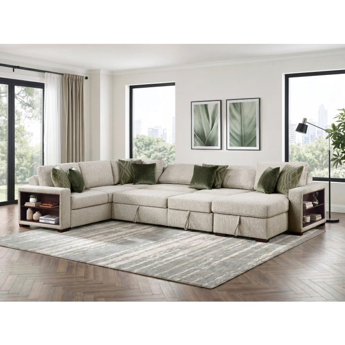 8548*6SC15ACLA2 (6)5-Piece Sectional with Reversible Chaise, Pull-out Bed, Hidden Storage and Click Motion Back - 8548*6SC15ACLA2