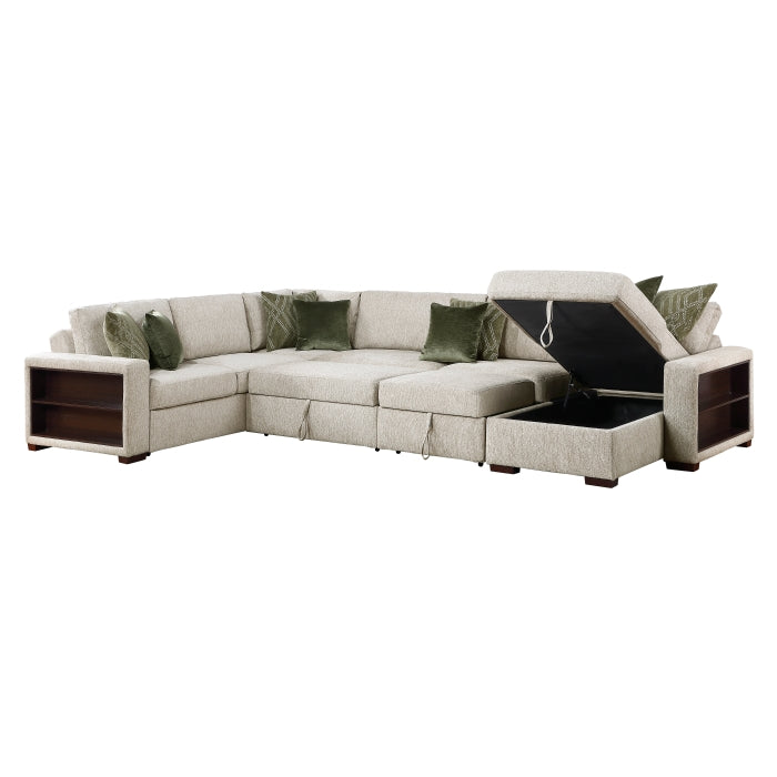 8548*6SC15ACLA2 (6)5-Piece Sectional with Reversible Chaise, Pull-out Bed, Hidden Storage and Click Motion Back - 8548*6SC15ACLA2