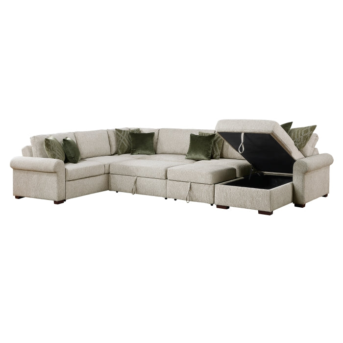 8548*6SC15ACLA4 (6)5-Piece Sectional with Reversible Chaise, Pull-out Bed, Hidden Storage and Click Motion Back - 8548*6SC15ACLA4