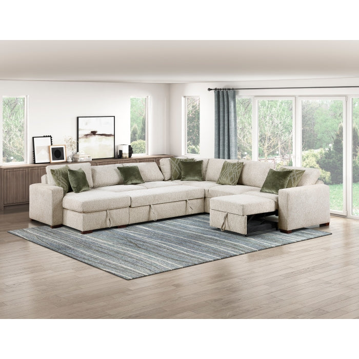 8548*6SCACCLA (6)5-Piece Sectional with Reversible Chaise, Pull-out Bed, Hidden Storage and Click Motion Back - 8548*6SCACCLA