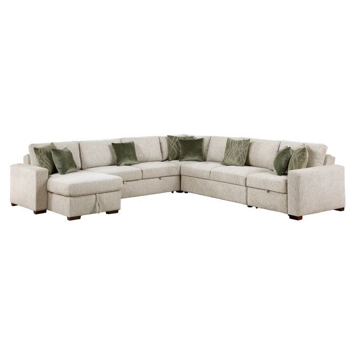 8548*6SCACCLA (6)5-Piece Sectional with Reversible Chaise, Pull-out Bed, Hidden Storage and Click Motion Back - 8548*6SCACCLA