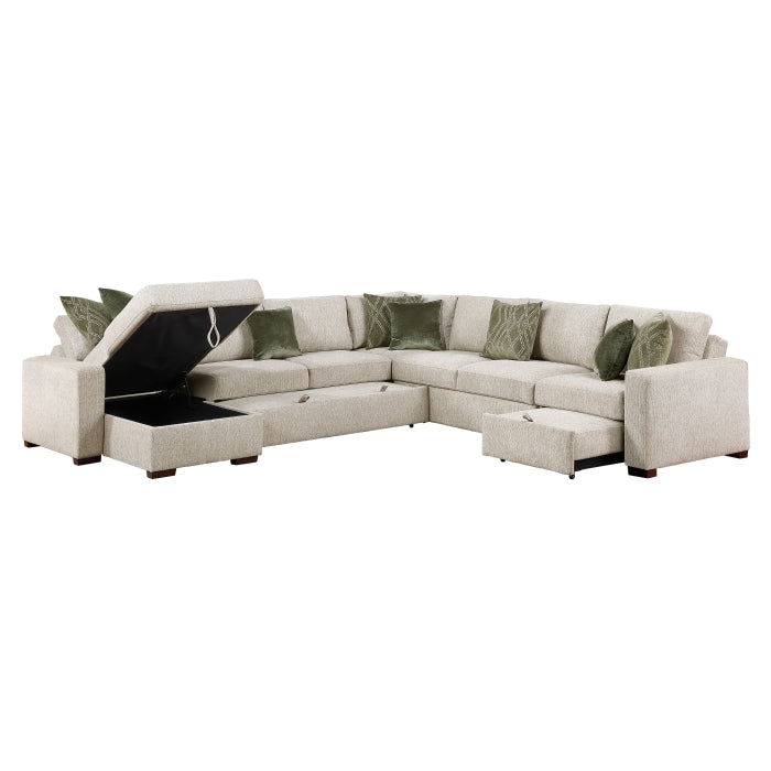 8548*6SCACCLA (6)5-Piece Sectional with Reversible Chaise, Pull-out Bed, Hidden Storage and Click Motion Back - 8548*6SCACCLA