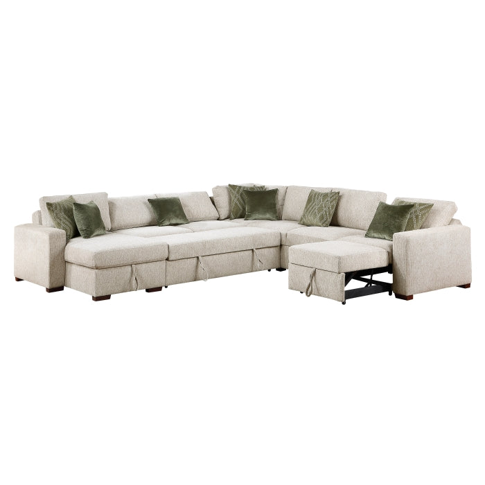 8548*6SCACCLA (6)5-Piece Sectional with Reversible Chaise, Pull-out Bed, Hidden Storage and Click Motion Back - 8548*6SCACCLA