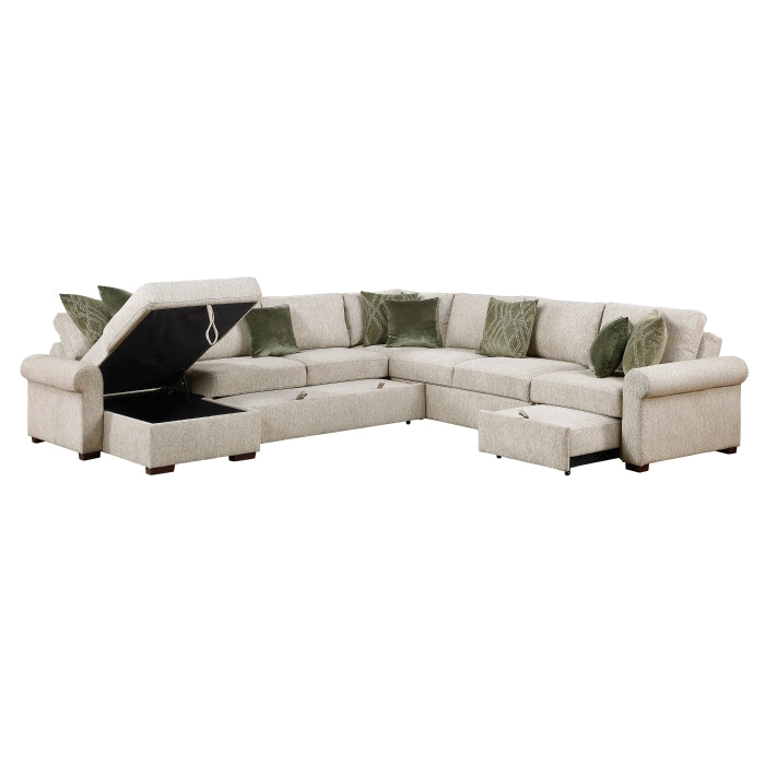 8548*6SCACCLA4 (6)5-Piece Sectional with Reversible Chaise, Pull-out Bed, Hidden Storage and Click Motion Back - 8548*6SCACCLA4