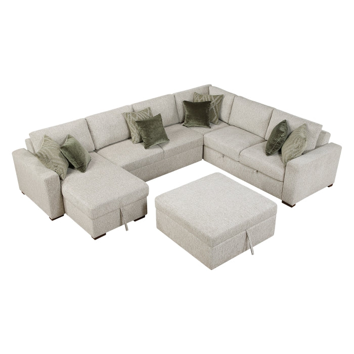 8548*6VC2ACR2ACLAOT (6)5-Piece Sectional with Reversible Chaise, Pull-out Bed and Ottoman - 8548*6VC2ACR2ACLAOT