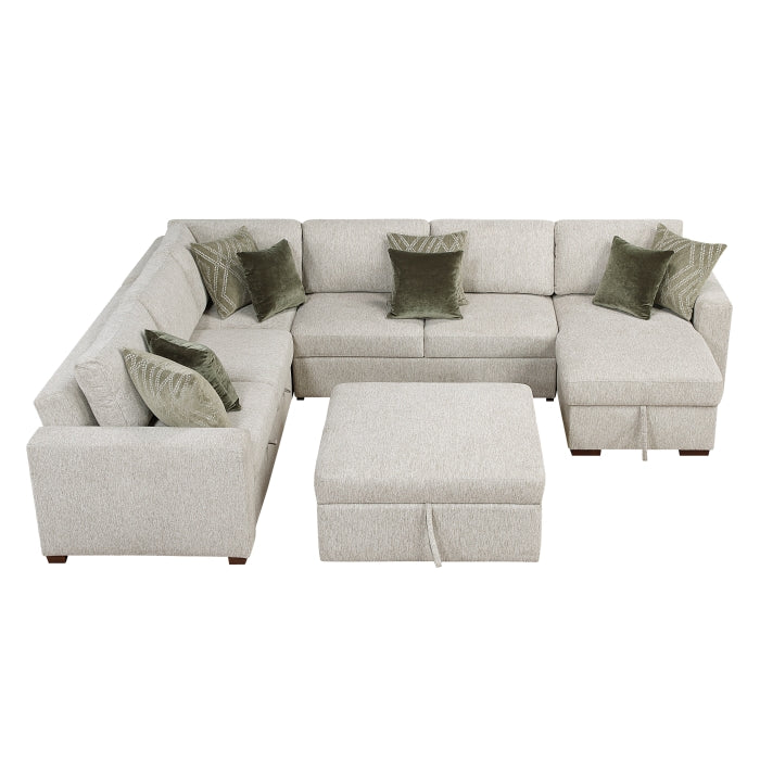 8548*6VC2ACR2ACLAOT (6)5-Piece Sectional with Reversible Chaise, Pull-out Bed and Ottoman - 8548*6VC2ACR2ACLAOT