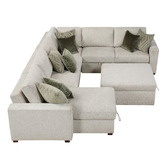 8548*6VC2ACR2ACLAOT (6)5-Piece Sectional with Reversible Chaise, Pull-out Bed and Ottoman - 8548*6VC2ACR2ACLAOT