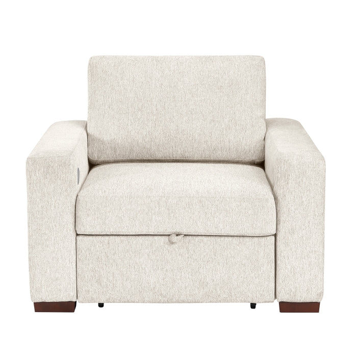 8548BE-2ACCLA2* (2)Convertible Chair with Pull-out Bed, Click Motion Back, Two Arms with Shelves and Charging Ports - 8548BE-2ACCLA2*