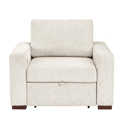 8548BE-2ACCLA2* (2)Convertible Chair with Pull-out Bed, Click Motion Back, Two Arms with Shelves and Charging Ports - 8548BE-2ACCLA2*