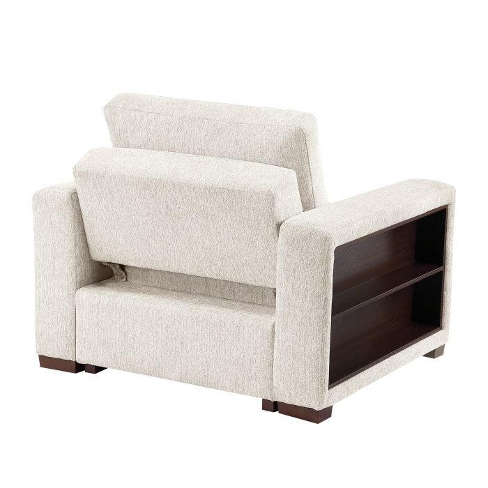 8548BE-2ACCLA2* (2)Convertible Chair with Pull-out Bed, Click Motion Back, Two Arms with Shelves and Charging Ports - 8548BE-2ACCLA2*
