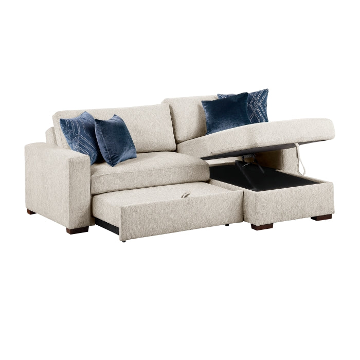 8548BE*3VC15ACLA (3)2-Piece Sectional with Reversible Chaise, Pull-out Bed and Hidden Storage, Click Motion Back - 8548BE*3VC15ACLA