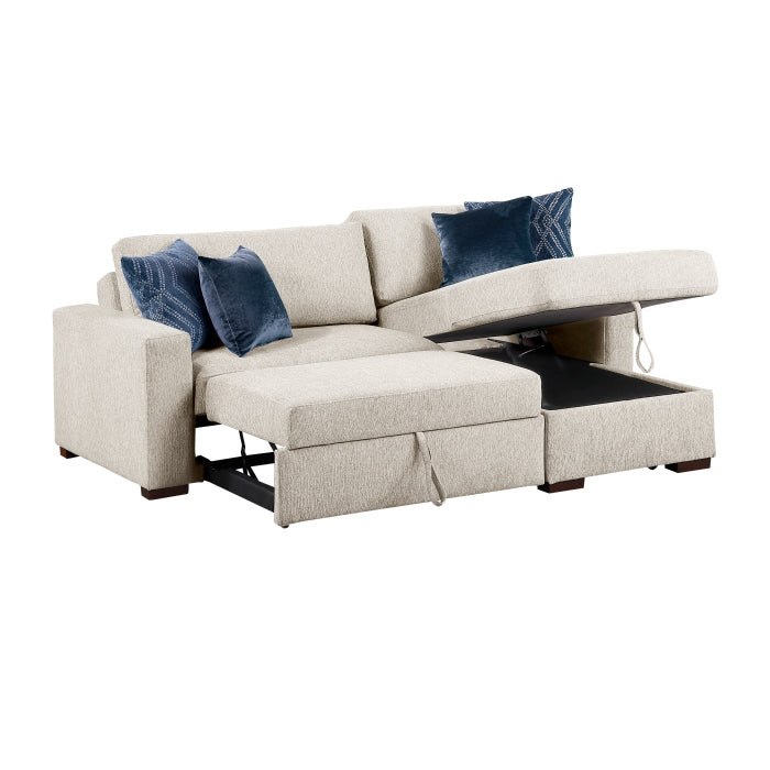 8548BE*3VC15ACLA (3)2-Piece Sectional with Reversible Chaise, Pull-out Bed and Hidden Storage, Click Motion Back - 8548BE*3VC15ACLA