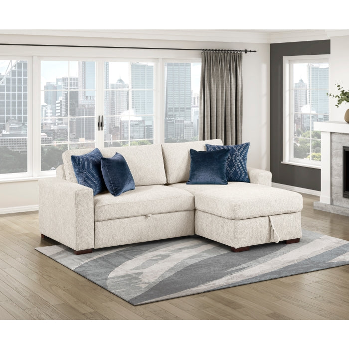 8548BE*3VC15ACLA (3)2-Piece Sectional with Reversible Chaise, Pull-out Bed and Hidden Storage, Click Motion Back - 8548BE*3VC15ACLA