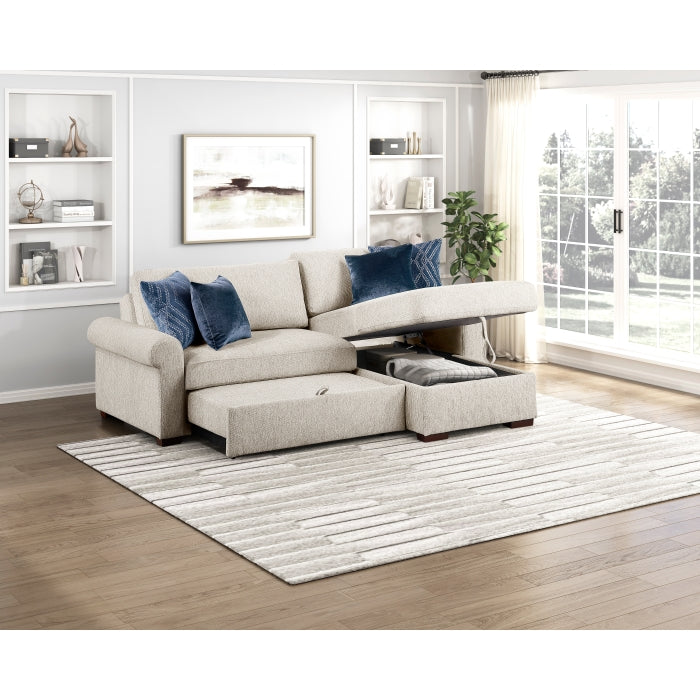8548BE*3VC15ACLA4 (3)2-Piece Sectional with Reversible Chaise, Pull-out Bed and Hidden Storage, Click Motion Back - 8548BE*3VC15ACLA4