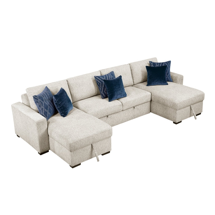 8548BE*42VC2ACLA (4)3-Piece Sectional with Reversible Chaises, Pull-out Bed and Hidden Storage, Click Motion Back - 8548BE*42VC2ACLA