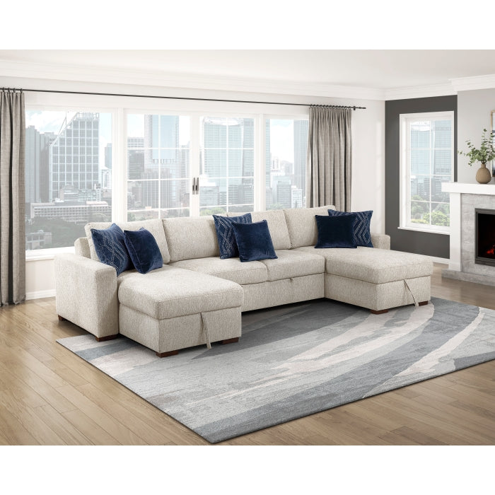 8548BE*42VC2ACLA (4)3-Piece Sectional with Reversible Chaises, Pull-out Bed and Hidden Storage, Click Motion Back - 8548BE*42VC2ACLA