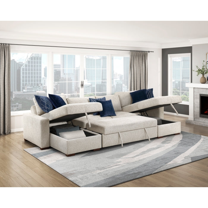8548BE*42VC2ACLA (4)3-Piece Sectional with Reversible Chaises, Pull-out Bed and Hidden Storage, Click Motion Back - 8548BE*42VC2ACLA