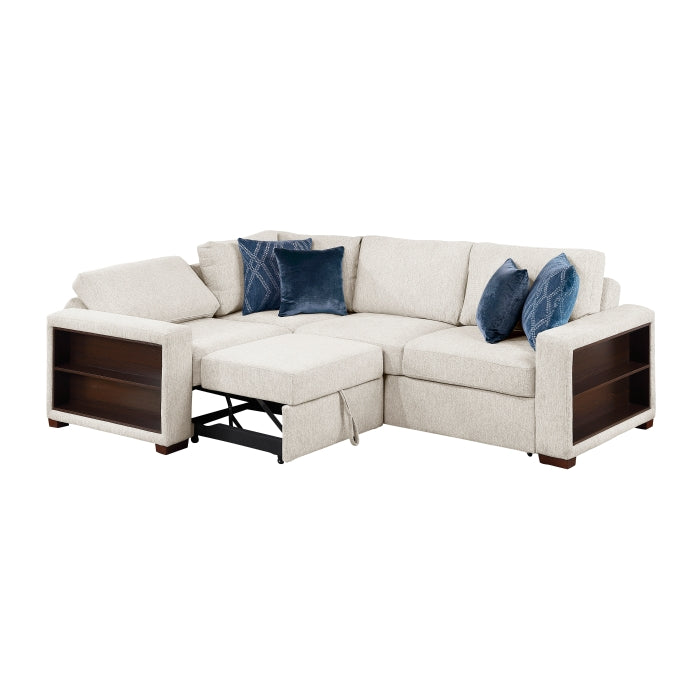 8548BE*4SCACCLA2 (4)3-Piece Sectional with Pull-out Bed and Click Motion Back - 8548BE*4SCACCLA2