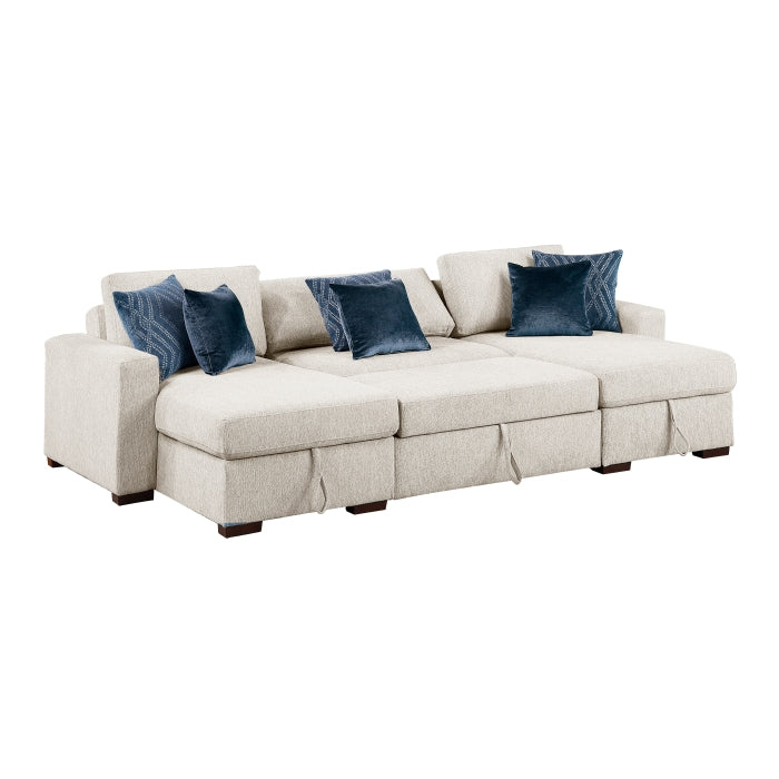 8548BE*4VC15ACLA (4)3-Piece Sectional with Two Reversible Chaises, Pull-out Bed, Hidden Storage, Click Motion Back and Two Track Arms - 8548BE*4VC15ACLA