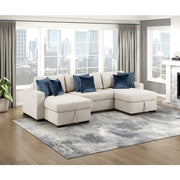 8548BE*4VC15ACLA (4)3-Piece Sectional with Two Reversible Chaises, Pull-out Bed, Hidden Storage, Click Motion Back and Two Track Arms - 8548BE*4VC15ACLA