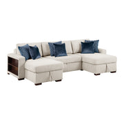 8548BE*4VC15ACLA2 (4)3-Piece Sectional with Two Reversible Chaises, Pull-out Bed, Hidden Storage, Click Motion Back and Two Arms with Shelves and Charging Ports - 8548BE*4VC15ACLA2