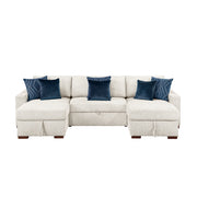 8548BE*4VC15ACLA2 (4)3-Piece Sectional with Two Reversible Chaises, Pull-out Bed, Hidden Storage, Click Motion Back and Two Arms with Shelves and Charging Ports - 8548BE*4VC15ACLA2