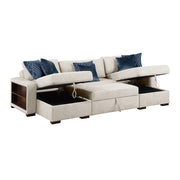 8548BE*4VC15ACLA2 (4)3-Piece Sectional with Two Reversible Chaises, Pull-out Bed, Hidden Storage, Click Motion Back and Two Arms with Shelves and Charging Ports - 8548BE*4VC15ACLA2