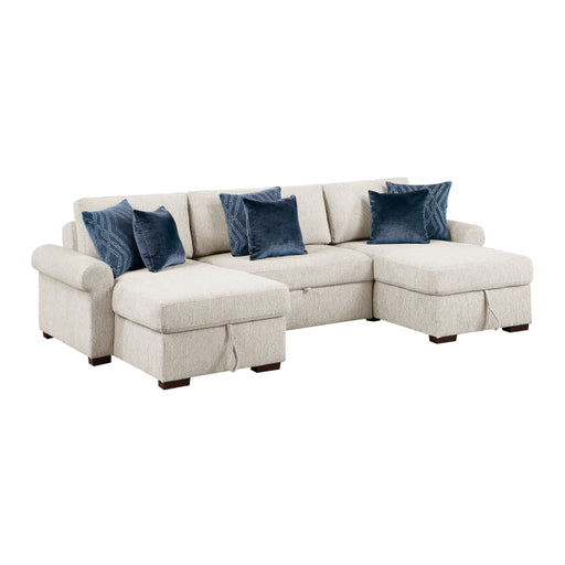 8548BE*4VC15ACLA4 (4)3-Piece Sectional with Two Reversible Chaises, Pull-out Bed, Hidden Storage, Click Motion Back and Two Roll Arms - 8548BE*4VC15ACLA4