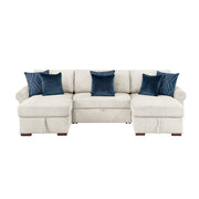 8548BE*4VC15ACLA4 (4)3-Piece Sectional with Two Reversible Chaises, Pull-out Bed, Hidden Storage, Click Motion Back and Two Roll Arms - 8548BE*4VC15ACLA4
