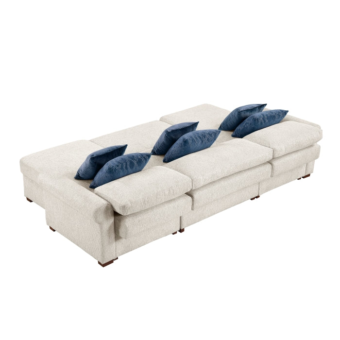8548BE*4VC15ACLA4 (4)3-Piece Sectional with Two Reversible Chaises, Pull-out Bed, Hidden Storage, Click Motion Back and Two Roll Arms - 8548BE*4VC15ACLA4