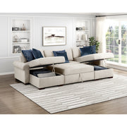 8548BE*4VC15ACLA4 (4)3-Piece Sectional with Two Reversible Chaises, Pull-out Bed, Hidden Storage, Click Motion Back and Two Roll Arms - 8548BE*4VC15ACLA4