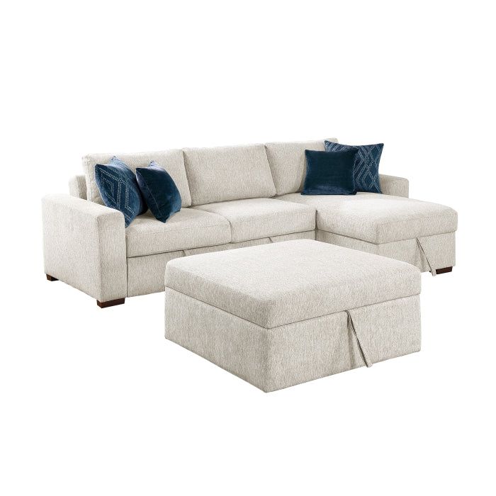 8548BE*4VC2ACLAOT (4)3-Piece Sectional with Reversible Chaise, Pull-out Bed, Hidden Storage and Ottoman, Click Motion Back - 8548BE*4VC2ACLAOT