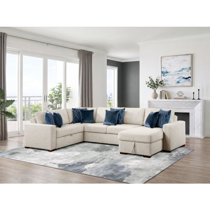 8548BE*5SC15ACLA (5)4-Piece Sectional with Reversible Chaise, Pull-out Bed, Hidden Storage and Click Motion Back - 8548BE*5SC15ACLA